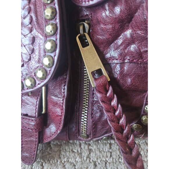 NWOT Sam Edelman Burgundy Leather Patchwork Studded Boho Shoulder Crossbody Bag - Picture 9 of 16